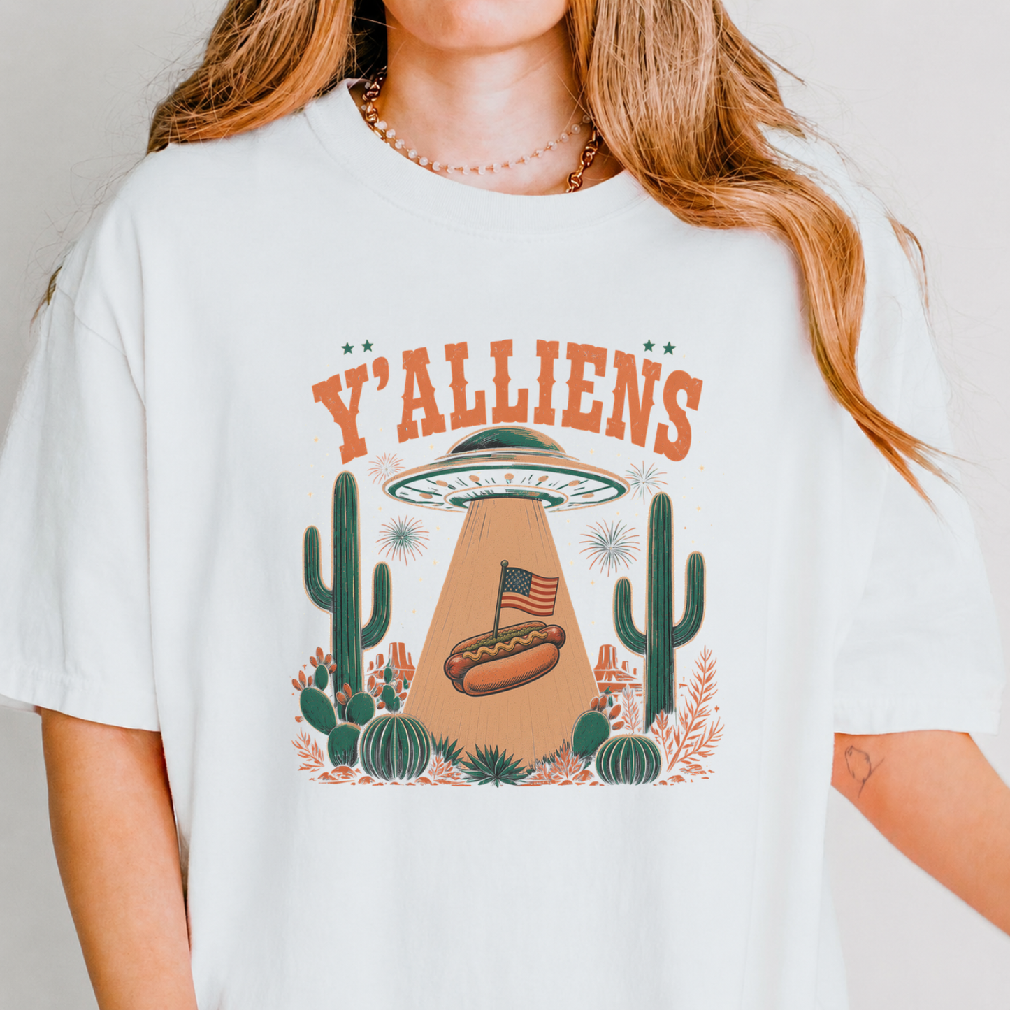 Y'alliens UFO 4th of July Tee