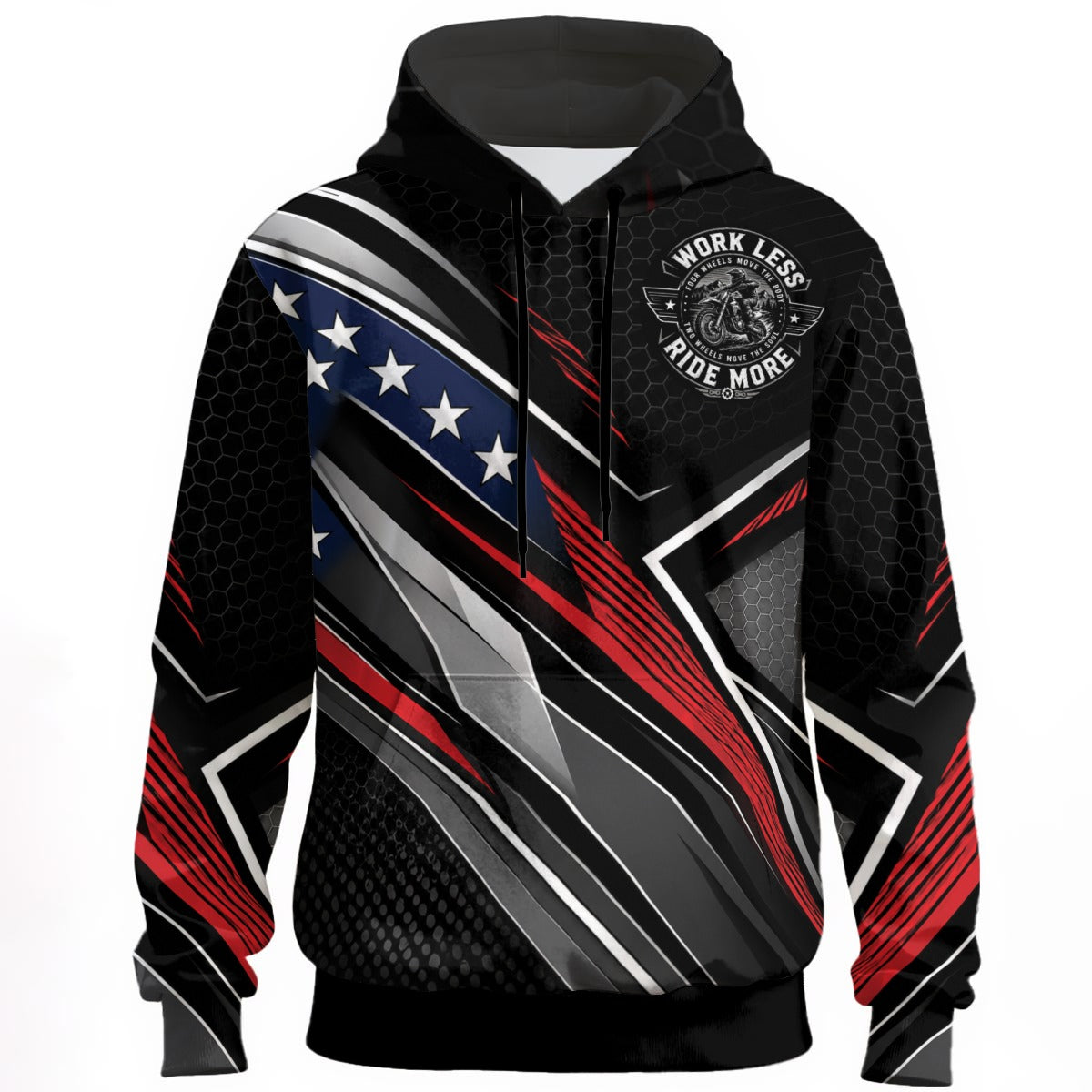 American Biker Work Less Ride More Pullover Hoodie