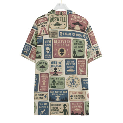 Alien Warning Signs Hawaiian Shirt