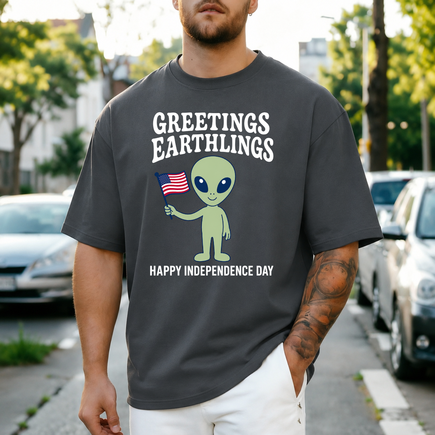 Greetings Earthlings 4th of July Tee