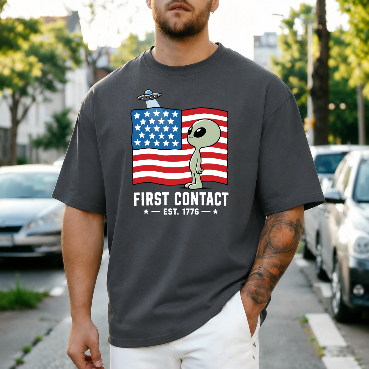 First Contact Est. 1776 Alien Tee
