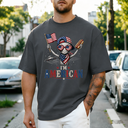 I'm American Funny Alien 4th of July Tee