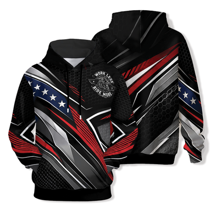American Biker Work Less Ride More Pullover Hoodie