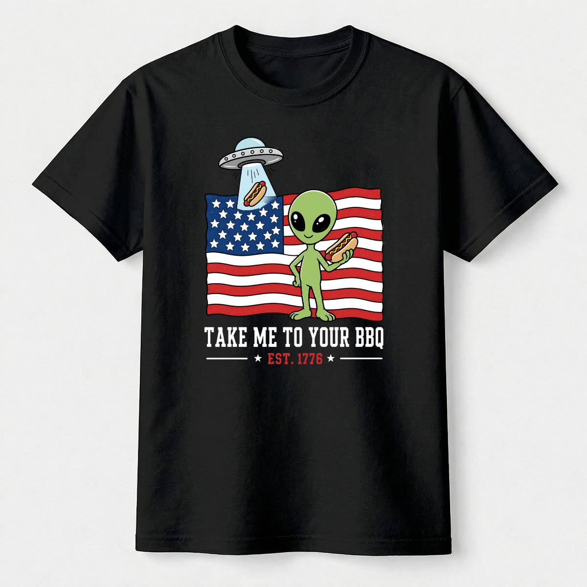 Take Me To Your BBQ Alien 4th of July Tee