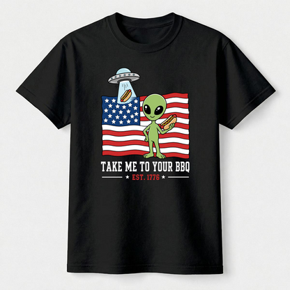 Take Me To Your BBQ Alien 4th of July Tee
