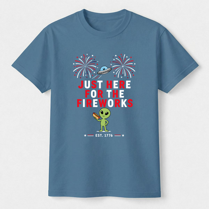 Just Here For The Fireworks Alien Tee