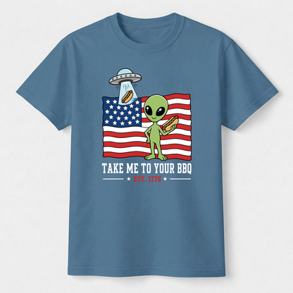 Take Me To Your BBQ Alien 4th of July Tee