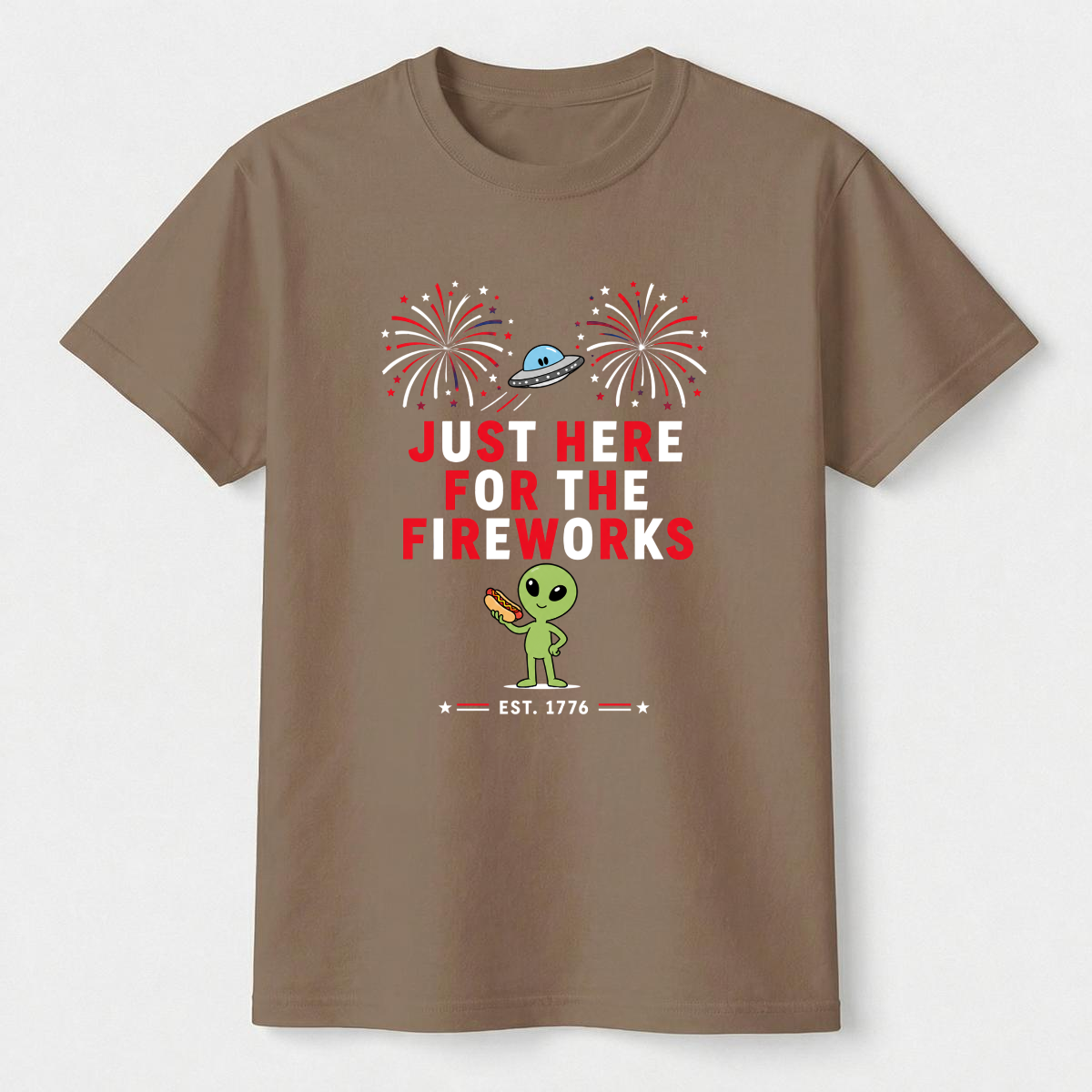 Just Here For The Fireworks Alien Tee