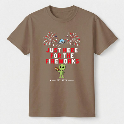 Just Here For The Fireworks Alien Tee