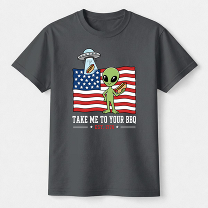 Take Me To Your BBQ Alien 4th of July Tee