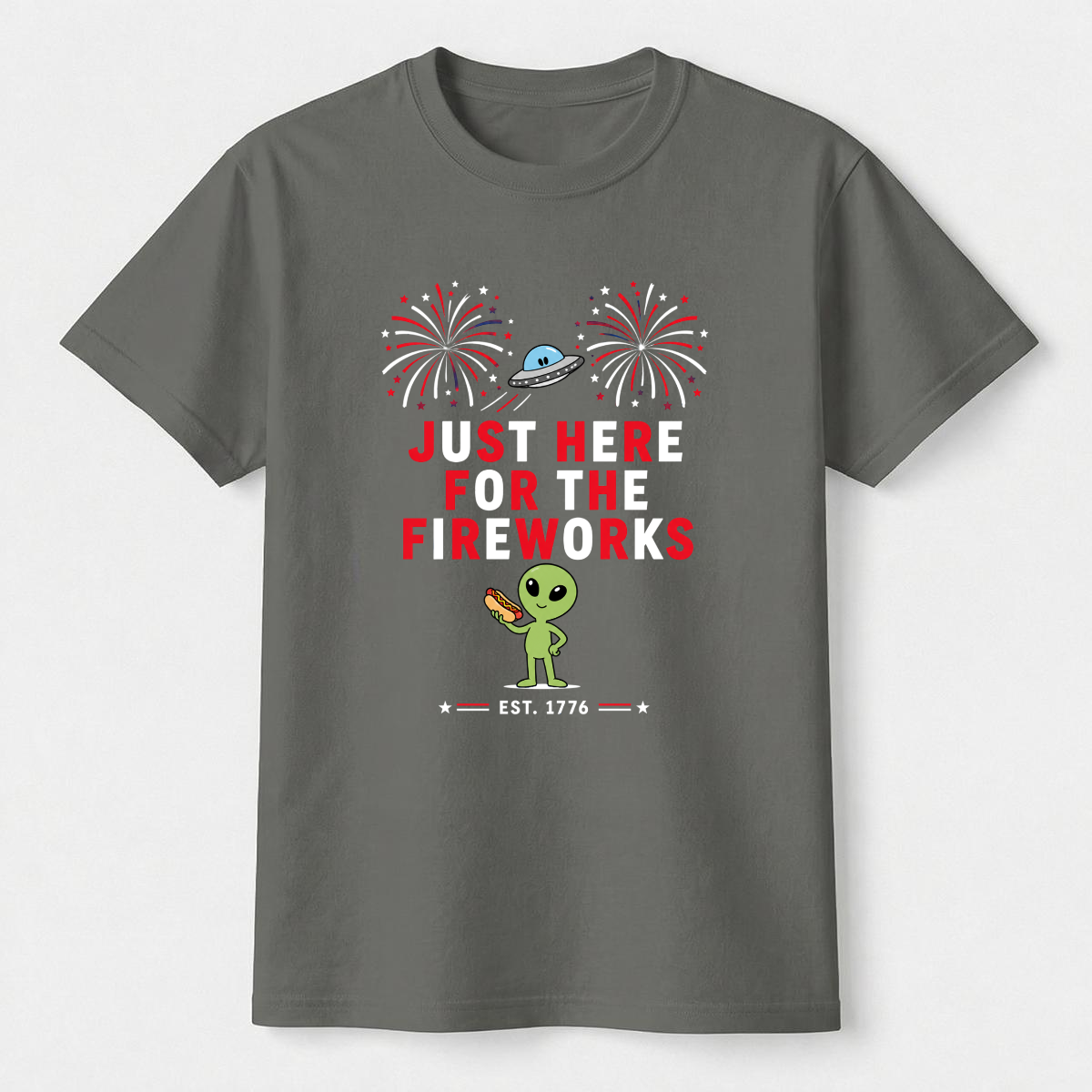 Just Here For The Fireworks Alien Tee