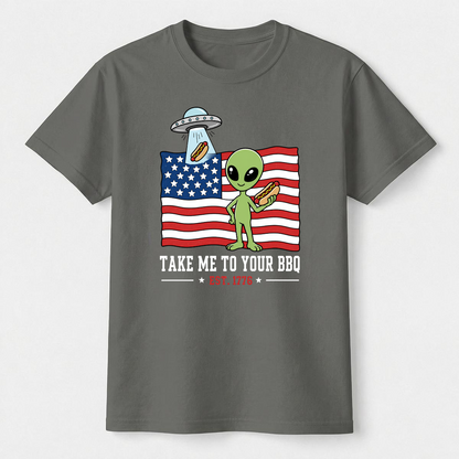 Take Me To Your BBQ Alien 4th of July Tee
