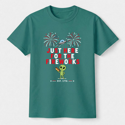 Just Here For The Fireworks Alien Tee