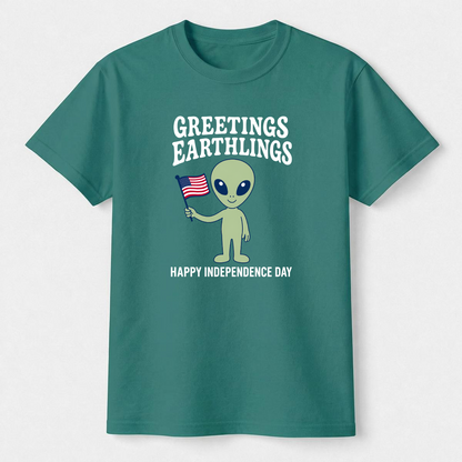 Greetings Earthlings 4th of July Tee