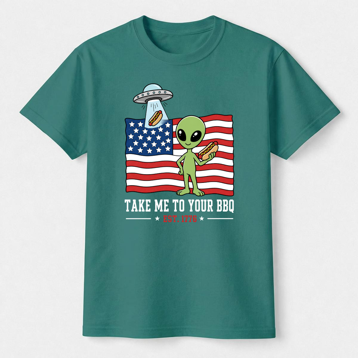 Take Me To Your BBQ Alien 4th of July Tee