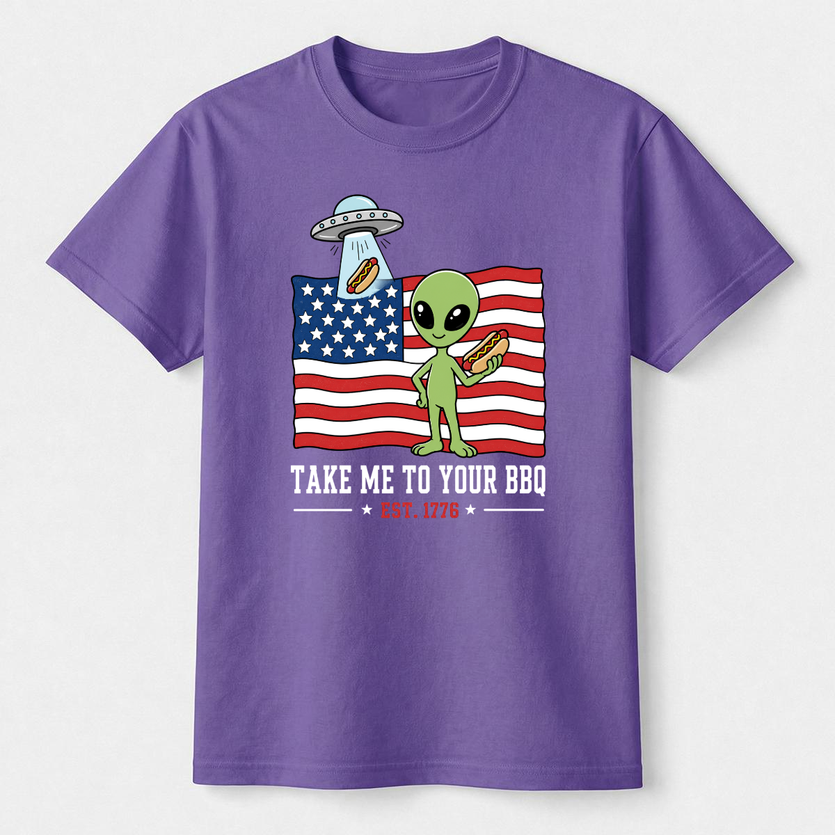 Take Me To Your BBQ Alien 4th of July Tee