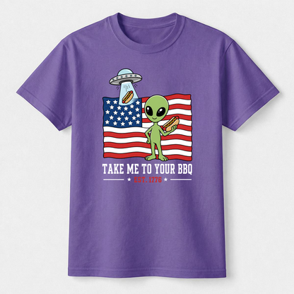 Take Me To Your BBQ Alien 4th of July Tee