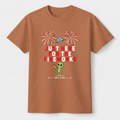 Just Here For The Fireworks Alien Tee